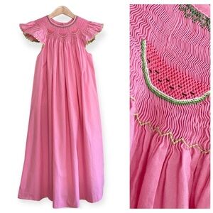 Mom & Me Pink Watermelon Smocked Angel Sleeve Dress 8